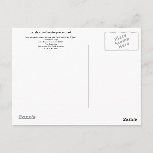 雪で覆われたコテージ、カップルの子ファンゴッホ 素晴らし ポストカード (裏面)
