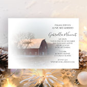 雪で覆われたバーンウィンターカントリーファーム結婚ズ 招待状