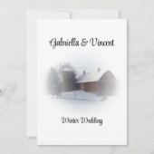 雪で覆われたバーンウィンターカントリーランチ結婚ズ 招待状 (正面)