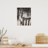 雪で覆われたベンチ ポスター (キッチン)