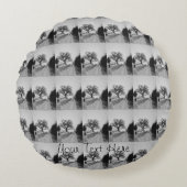 雪で覆われた国のレーン風景大気写真 ラウンドクッション (正面)