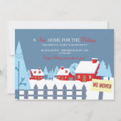 雪で覆われた家々の引っ越しアナウンス シーズンカード (正面)