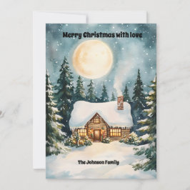 雪で覆われた居心地の良いクリスマスコテージ シーズンカード