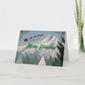 雪で覆われた山フードクリスマス シーズンカード (正面)