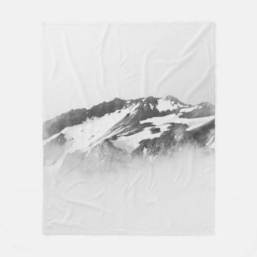 雪で覆われた山 フリースブランケット (正面)