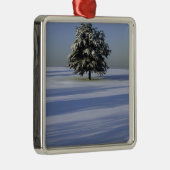 雪で覆われた景色の木 メタルオーナメント (右)