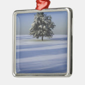 雪で覆われた景色の木 メタルオーナメント (左)