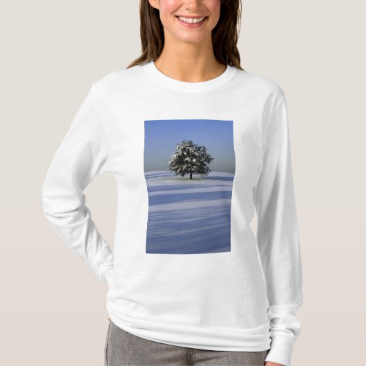 雪で覆われた景色の木 Tシャツ (正面)
