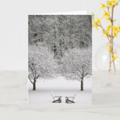 雪で覆われた景色 カード (黄色い花)