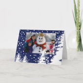 雪で覆われた木家族のクリスマスの写真カード シーズンカード (正面)