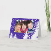 雪で覆われた木家族のクリスマスの写真カード シーズンカード (正面)