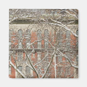 雪で覆われた木 マグネット