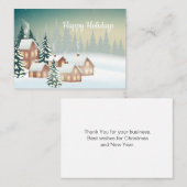 雪で覆われた村の木々クリスマス 名刺 (正面/裏面)