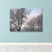 雪で覆われた枝 キャンバスプリント (インサイチュ (ウッドフロア))