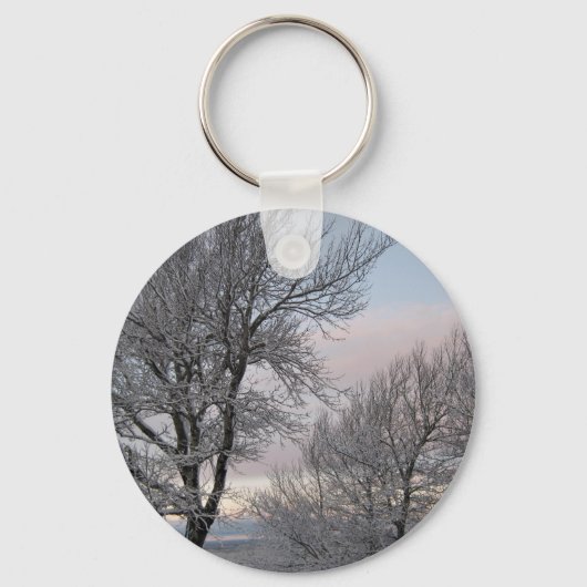 雪で覆われた枝 キーホルダー (正面)