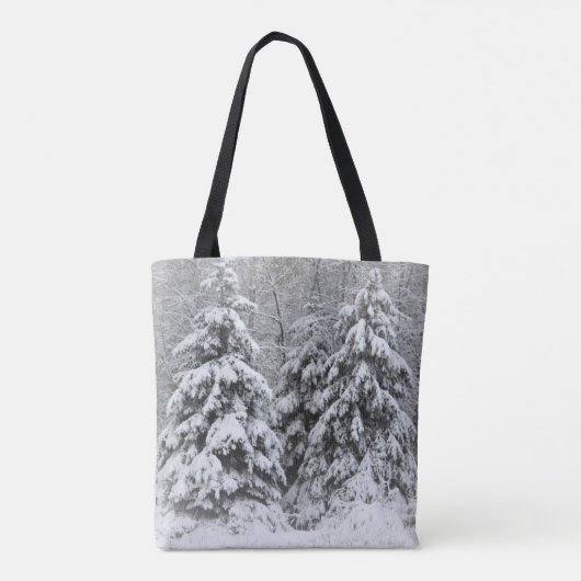 雪で覆われた背の高い白いトウヒ トートバッグ (裏面)