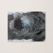 雪で遊んでいるアイリッシュ・ウルフハウンド ジグソーパズル (横)