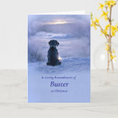 雪とともに思い出される愛犬のクリスマス カード (黄色い花)