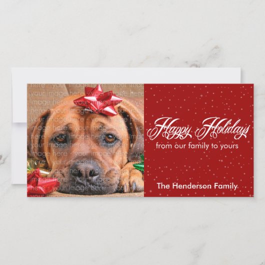 雪とキラキラのホリデーフォトカード シーズンカード (正面)