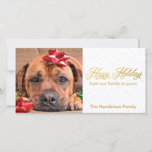 雪とキラキラのホリデーフォトカード シーズンカード (正面)