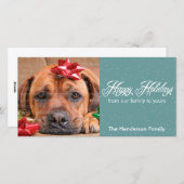 雪とキラキラのホリデーフォトカード シーズンカード (正面/裏面)