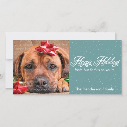 雪とキラキラのホリデーフォトカード シーズンカード (正面)