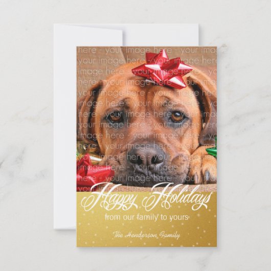 雪とキラキラのホリデーフォトカード 招待状 (正面)