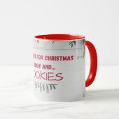 "雪とクッキーの休日引用文オンMUG" マグカップ (正面右)