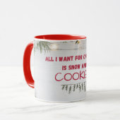 "雪とクッキーの休日引用文オンMUG" マグカップ (正面左)