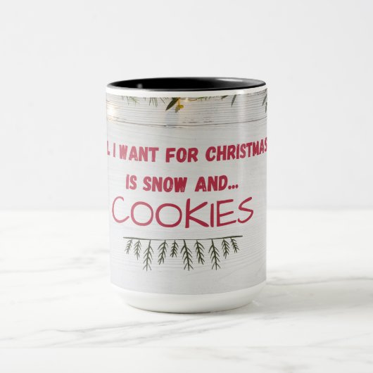 「雪とクッキー」暖かく、居心地の良い、懐かしい コーヒーマグカップ (中央)