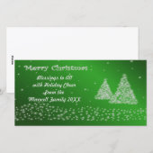 雪とクリスマスツリーグリーンフォトカード シーズンカード (正面/裏面)