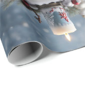 雪とコピー宇宙付き冬クリスマスキャンドル ラッピングペーパー (ロールコーナー)