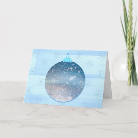 雪とスノーフレークオーナメントクリスマスカード カード (正面)