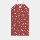 雪とスパークリスファミリー名赤メリークリスマス ギフトタグ (裏面)