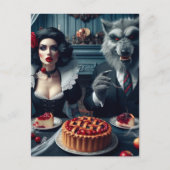 雪とビッグバッドウルフ ダークファンタジー誕生日 ポストカード (正面)