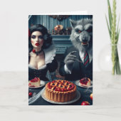 雪とビッグバートウルフダークファンタジー誕生日 カード (正面)