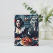 雪とビッグ・バッド・ウルフ ダークファンタジー誕生日 ポストカード (スタンド正面)