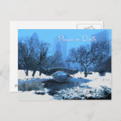 雪とホリデーライトインセントラルパークピース シーズンポストカード (正面/裏面)