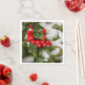 雪とホリー スタンダードカクテルナプキン (インサイチュ)