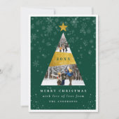 雪とモダン金箔クリスマスツリーのフォトフレーム 招待状 (正面)