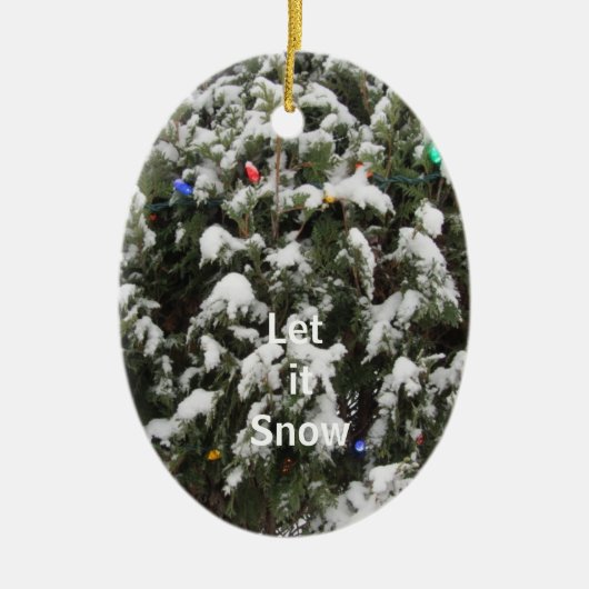 雪と光のクリスマスツリー セラミックオーナメント (正面)