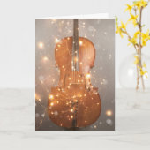 雪と光を持つ魔法のチェロとホリデーカード カード (黄色い花)