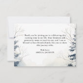 雪と恋に酔う ダスティーブルー ウィンター ブライダル シャワー サンキューカード (裏面)