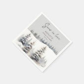 雪と恋の冬の松林 ブライダルシャワー スタンダードカクテルナプキン (角)