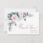 雪と愛のウィンターブライダルシャワー　雪の松 サンキューカード (正面)