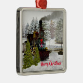 雪と挨拶とヴィンテージのクリスマスレイン メタルオーナメント (右)