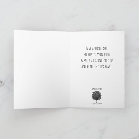 雪と木々の平和詩のホリデーカード シーズンカード (内部)