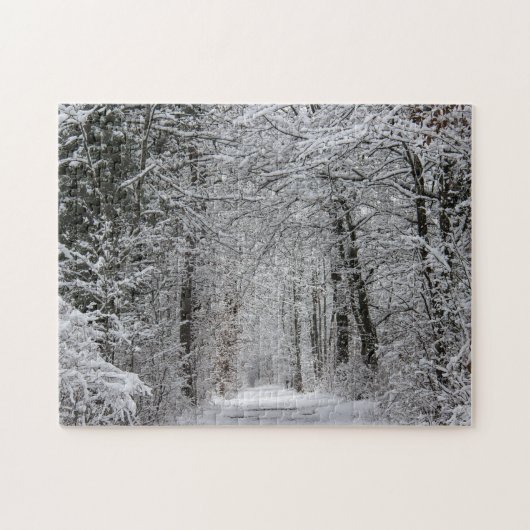 雪と自然の冬の林道 ジグソーパズル (横)