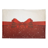 雪と赤のリボンを分割 枕カバー (裏面)