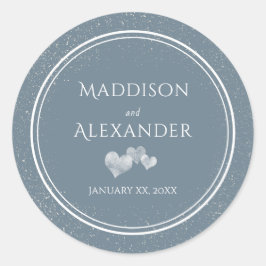 雪と青と白結婚の落下 ラウンドシール